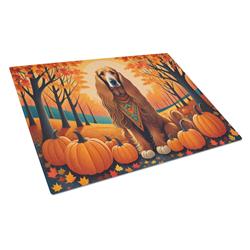 15 x 12 in. Unisex Afghan Hound Fall Glass Cutting Board - Large
