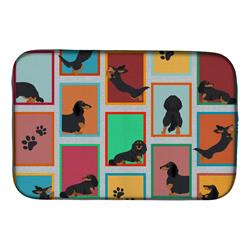 Picture of Carolines Treasures MLM1097DDM 21 x 14 in. Unisex Lots of Longhaired Black & Tan Dachshund Dish Drying Mat