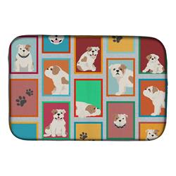 Picture of Carolines Treasures MLM1100DDM 21 x 14 in. Unisex Lots of Piebald English Bulldog Dish Drying Mat