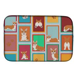 Picture of Carolines Treasures MLM1101DDM 21 x 14 in. Unisex Lots of Red & White Pembroke Corgi Dish Drying Mat