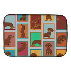 Picture of Carolines Treasures MLM1103DDM 21 x 14 in. Unisex Lots of Chocolate & Tan Dachshund Dish Drying Mat
