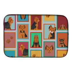 Picture of Carolines Treasures MLM1110DDM 21 x 14 in. Unisex Lots of Black & Tan Yorkie Dish Drying Mat