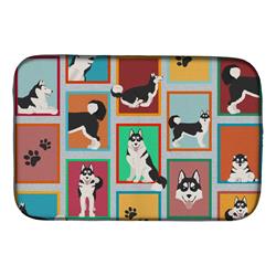 Picture of Carolines Treasures MLM1114DDM 21 x 14 in. Lots of Siberian Husky Dish Drying Mat