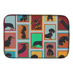 Picture of Carolines Treasures MLM1125DDM 21 x 14 in. Unisex Lots of Black & Tan Dachshund Dish Drying Mat