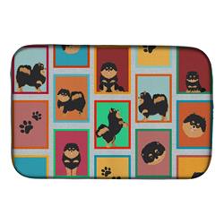 Picture of Carolines Treasures MLM1126DDM 21 x 14 in. Unisex Lots of Black & Tan Pomeranian Dish Drying Mat