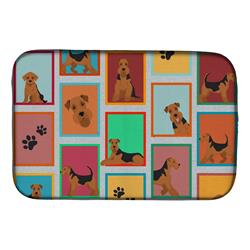 Picture of Carolines Treasures MLM1128DDM 21 x 14 in. Lots of Airedale Terrier Dish Drying Mat