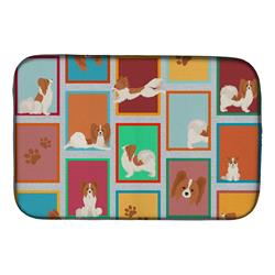 Picture of Carolines Treasures MLM1129DDM 21 x 14 in. Unisex Lots of Red & White Papillon Dish Drying Mat