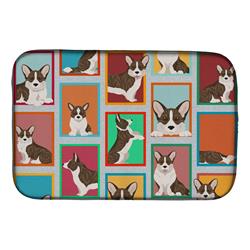 Picture of Carolines Treasures MLM1132DDM 21 x 14 in. Unisex Lots of Brindle Cardigan Corgi Dish Drying Mat