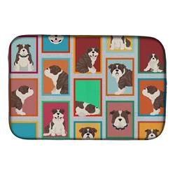 Picture of Carolines Treasures MLM1135DDM 21 x 14 in. Unisex Lots of Brindle English Bulldog Dish Drying Mat