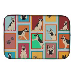 Picture of Carolines Treasures MLM1137DDM 21 x 14 in. Unisex Lots of Black & Silver German Shepherd Dish Drying Mat