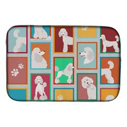 Picture of Carolines Treasures MLM1146DDM 21 x 14 in. Unisex Lots of White Standard Poodle Dish Drying Mat