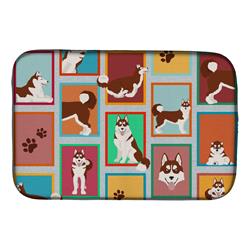 Picture of Carolines Treasures MLM1160DDM 21 x 14 in. Unisex Lots of Red Siberian Husky Dish Drying Mat