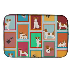 Picture of Carolines Treasures MLM1166DDM 21 x 14 in. Unisex Lots of Red & White Jack Russell Terrier Dish Drying Mat