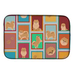 Picture of Carolines Treasures MLM1169DDM 21 x 14 in. Lots of Orange Pomeranian Dish Drying Mat