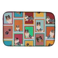 Picture of Carolines Treasures MLM1171DDM 21 x 14 in. Unisex Lots of Blue Merle Sheltie Dish Drying Mat