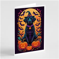 DAC1516GCA7P 5 x 7 in. Black Labrador Retriever Witchy Halloween Greeting Cards & Envelopes - Pack of 8