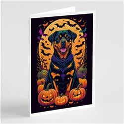 DAC1529GCA7P 5 x 7 in. Rottweiler Witchy Halloween Greeting Cards & Envelopes - Pack of 8