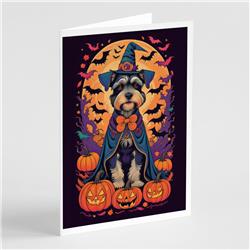 DAC1531GCA7P 5 x 7 in. Schnauzer Witchy Halloween Greeting Cards & Envelopes - Pack of 8