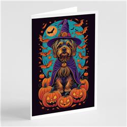 5 x 7 in. Unisex Silky Terrier Witchy Halloween Greeting Cards & Envelopes - Pack of 8