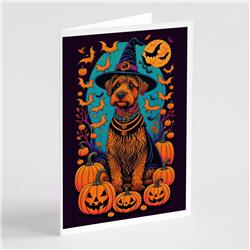5 x 7 in. Unisex Welsh Terrier Witchy Halloween Greeting Cards & Envelopes - Pack of 8