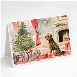 DAC1213GCA7P 5 x 7 in. Airedale Terrier Christmas Greeting Cards & Envelopes - Pack of 8