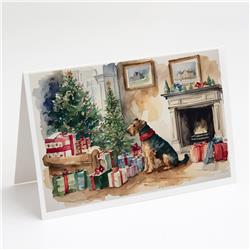 DAC1214GCA7P 5 x 7 in. Airedale Terrier Christmas Greeting Cards & Envelopes - Pack of 8