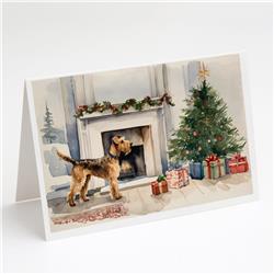 DAC1216GCA7P 5 x 7 in. Airedale Terrier Christmas Greeting Cards & Envelopes - Pack of 8