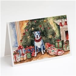 DAC1224GCA7P 5 x 7 in. Pit Bull Terrier Christmas Greeting Cards & Envelopes - Pack of 8