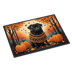18 x 27 in. Unisex Black Pug Fall Doormat