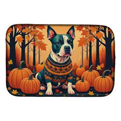 21 x 14 in. Unisex Pit Bull Terrier Fall Dish Drying Mat