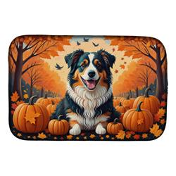 21 x 14 in. Unisex Australian Shepherd Terrier Fall Dish Drying Mat