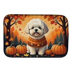 21 x 14 in. Unisex Bichon Frise Fall Dish Drying Mat