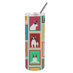 Picture of Carolines Treasures MLM1089TBL20 20 oz  Lots of Black &amp; White French Bulldog Stainless Steel Skinny Tumbler