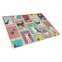 MLM1114LCB 15 x 12 in. Unisex Lots of Siberian Husky Glass Cutting Board - Large