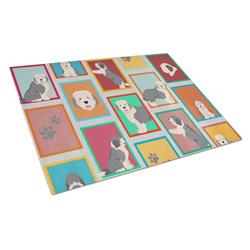MLM1120LCB 15 x 12 in. Unisex Lots of Old English Sheepdog Glass Cutting Board - Large