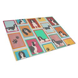 MLM1127LCB 15 x 12 in. Unisex Lots of Black & White English Springer Spaniel Glass Cutting Board - Large