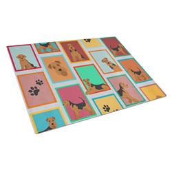 MLM1128LCB 15 x 12 in. Unisex Lots of Airedale Terrier Glass Cutting Board - Large