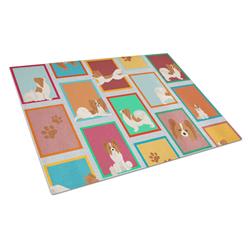 MLM1129LCB 15 x 12 in. Unisex Lots of Red & White Papillon Glass Cutting Board - Large