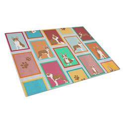 MLM1131LCB 15 x 12 in. Unisex Lots of Red Boston Terrier Glass Cutting Board - Large
