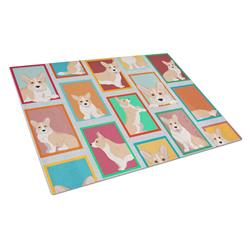 MLM1133LCB 15 x 12 in. Unisex Lots of Fawn Cardigan Corgi Glass Cutting Board - Large