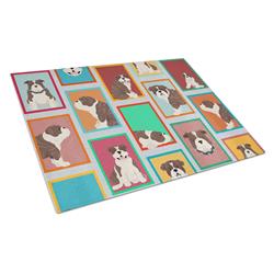 MLM1135LCB 15 x 12 in. Unisex Lots of Brindle English Bulldog Glass Cutting Board - Large