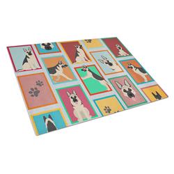MLM1137LCB 15 x 12 in. Unisex Lots of Black & Silver German Shepherd Glass Cutting Board - Large