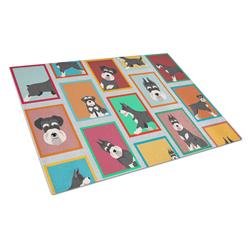 MLM1145LCB 15 x 12 in. Unisex Lots of Black & Silver Schnauzer Glass Cutting Board - Large
