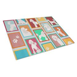 MLM1146LCB 15 x 12 in. Unisex Lots of White Standard Poodle Glass Cutting Board - Large