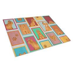 MLM1148LCB 15 x 12 in. Unisex Lots of Red Yorkie Glass Cutting Board - Large