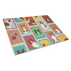 MLM1149LCB 15 x 12 in. Unisex Lots of Red Border Collie Glass Cutting Board - Large
