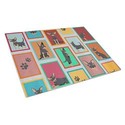 MLM1153LCB 15 x 12 in. Unisex Lots of Black & Tan Chihuahua Glass Cutting Board - Large