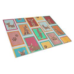 MLM1154LCB 15 x 12 in. Unisex Lots of Chocolate Chihuahua Glass Cutting Board - Large