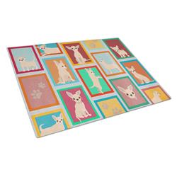 MLM1155LCB 15 x 12 in. Unisex Lots of Cream Chihuahua Glass Cutting Board - Large