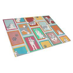 MLM1159LCB 15 x 12 in. Unisex Lots of Grey Siberian Husky Glass Cutting Board - Large
